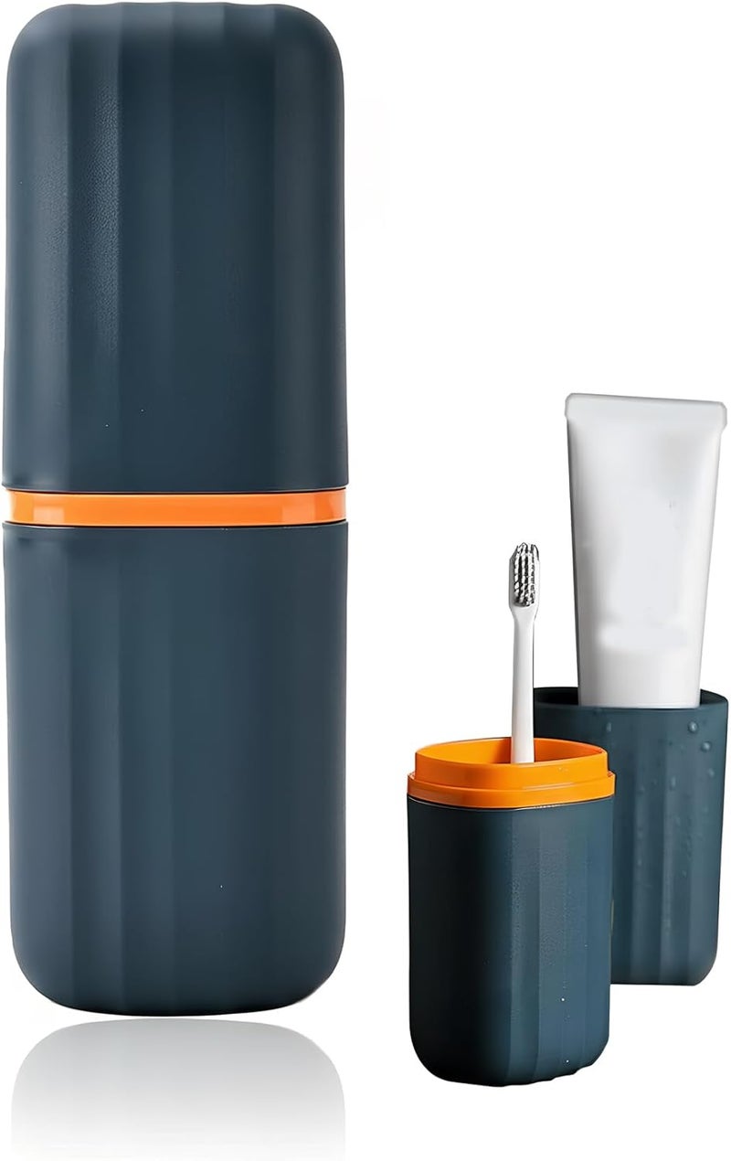 ZORGONS Toothbrush Cup Toothbrush Holder with Cover Travel Boothbrush Holder Portable Toothbrush Case and Carrier for Bathroom School Business Trip (Blue) - Image 1